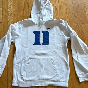Duke Nike White Hoodie with Blue Lettering